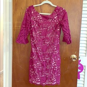 Short sleeved floral dress.